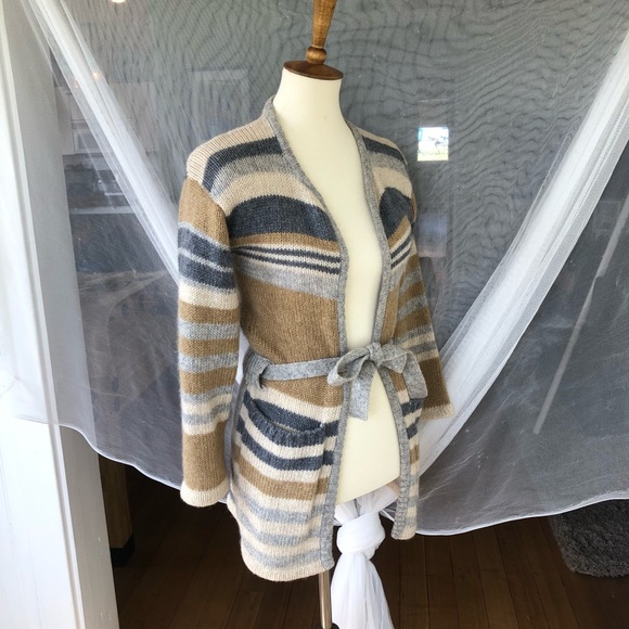 Vintage belted 100% wool cardigan 3/4 sleeves - Picture 3 of 8